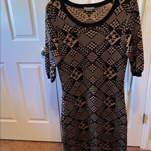 Allison Brittney Black and Tan Long Sleeve Dress